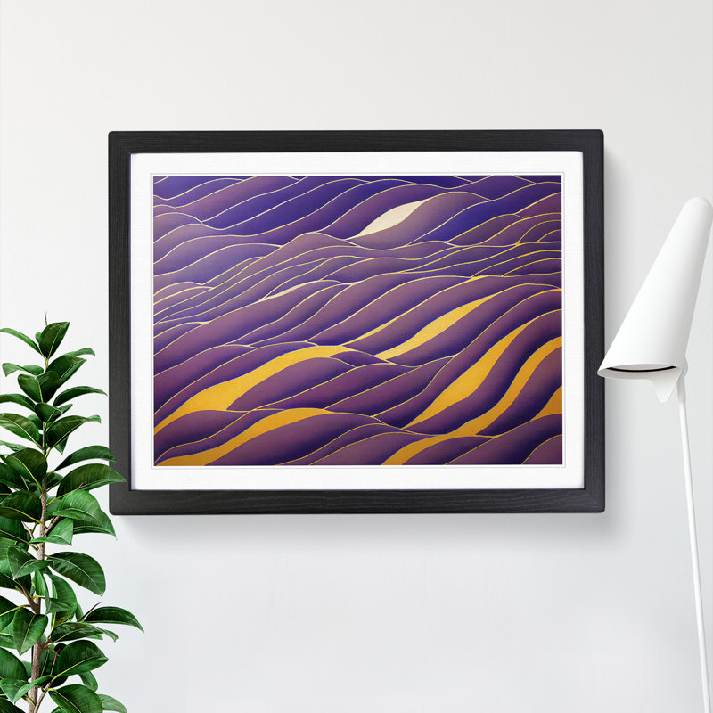 Abstract Lavender Flower Field - Framed Print, Black, 46cm H x 64cm W x 2cm D