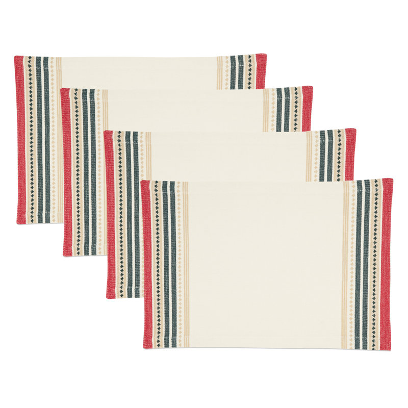 Merry Pines Multicolor Dobby Weave Placemats Set of 4