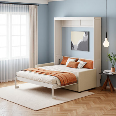 Lit escamotable double pleine grandeur avec coussin