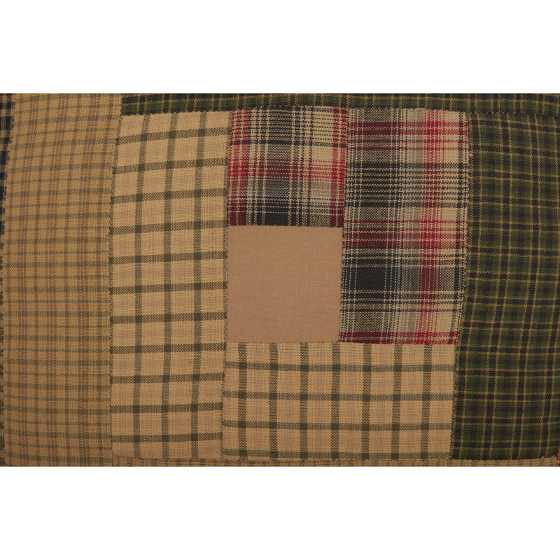 Rustic Green Cotton Patchwork 12" Square Thanksgiving Pillow