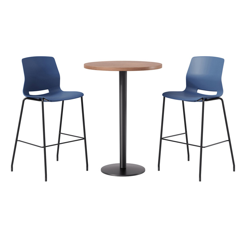 2 - Person Bar Height Dining Set, River Cherry, Navy/Black