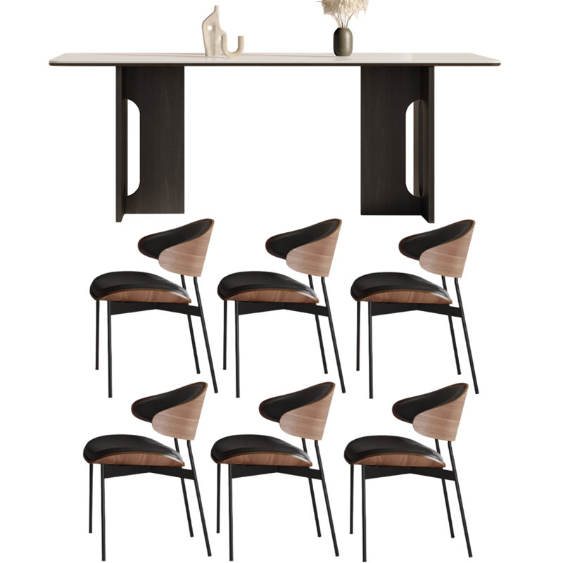 Table de style japonais d'inspiration française, 7, H 29,5 po x L 86,6 po x l 35,4 po