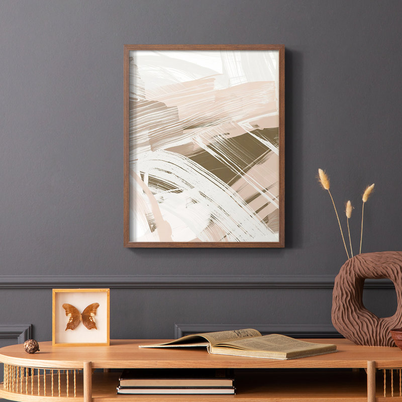 «Earthtone Swipe I», reproduction encadrée - bois massif, H 14 po x l 11 po, Brun