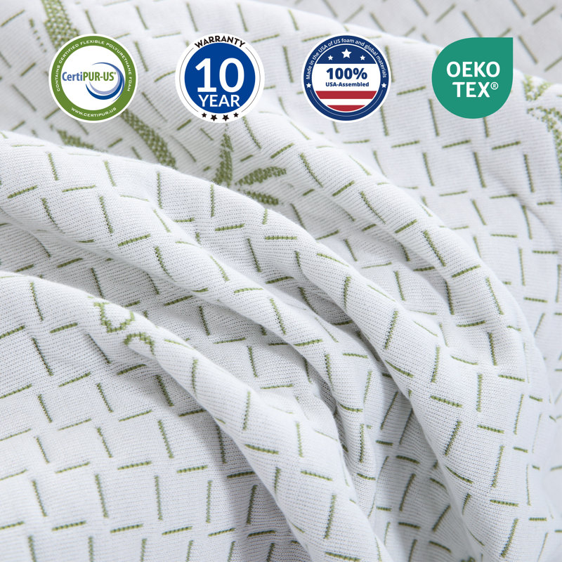 Matelas en mousse viscoélastique imprégnée de gel avec housse en rayonne de bambou 8 po Glenni, Grand lit, 8"