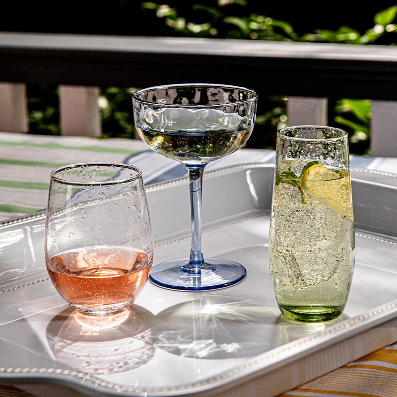Provence Stemless Flute, Clear/Basil