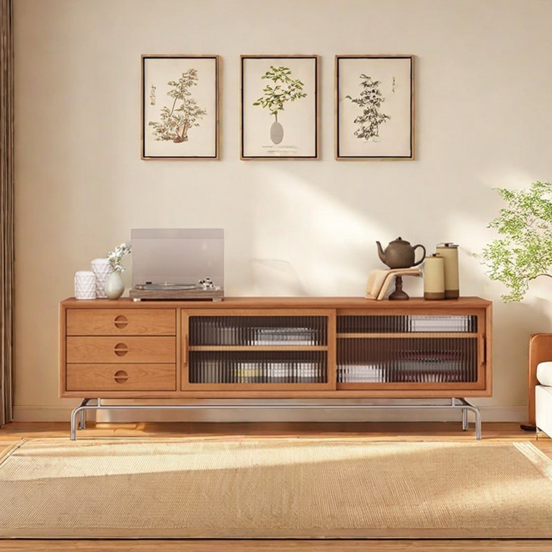 Meuble télé simple en bois massif, L 70,86 po
