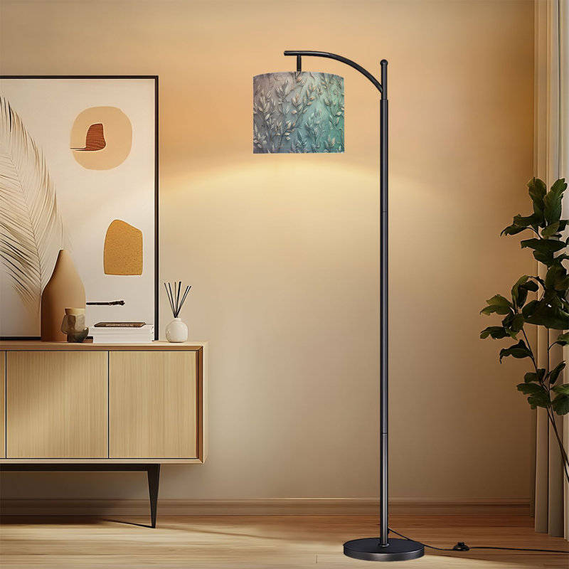Lampe sur pied à arc avec abat-jour réglable à abat-jour à abat-jour subtil dégradé à tons doux et douces 3 températures de couleur à intensité variable avec interrupteur au pied pour chambre à coucher