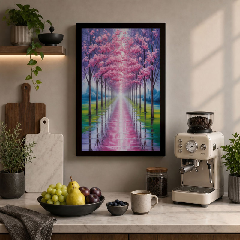 Blossoms Under Glass Romantic - Wrapped Canvas, 18x12 - 45.7 x 30.5 cm, Ochre Border