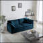 Canapé pour causeuse moderne en tissu de grande taille à 2 places avec 4 coussins, chenille bleue-12729245