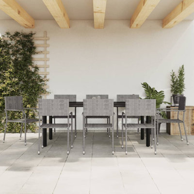 Shandra 8 - Person Wicker Patio Dining Set with Rectangular Table