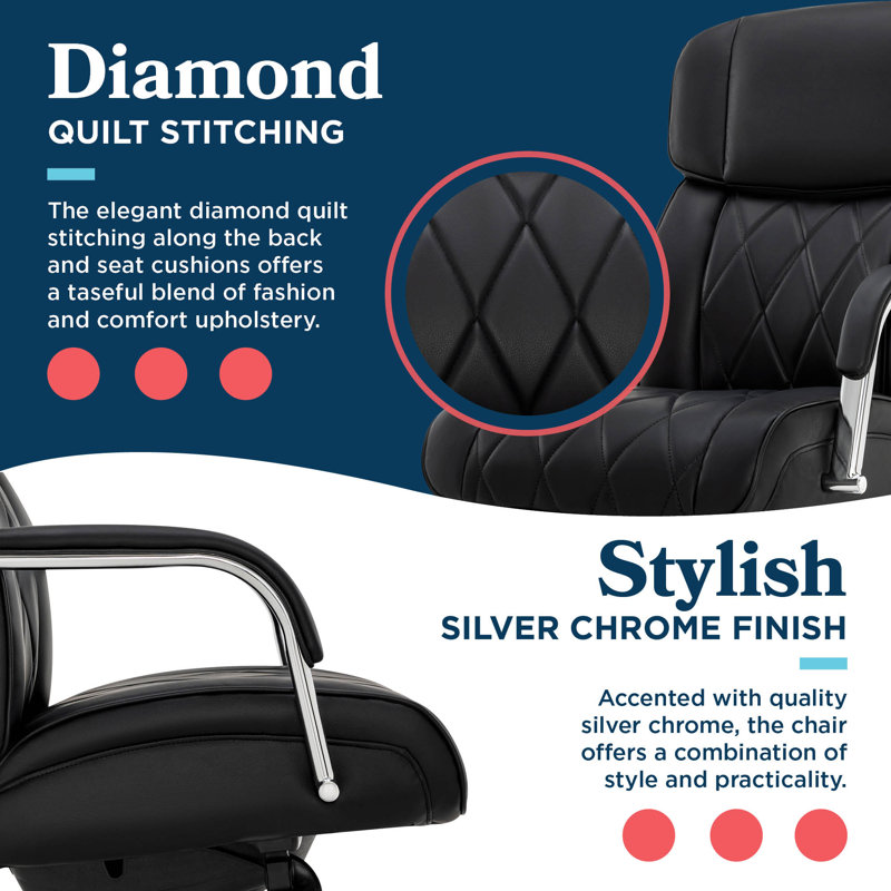 Symphony Swivel Executive Chair, Chrome, Black