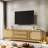 TV Stand (Media Console/Entertainment Center/TV Cabinet), Rattan Material, Solid Wood Legs