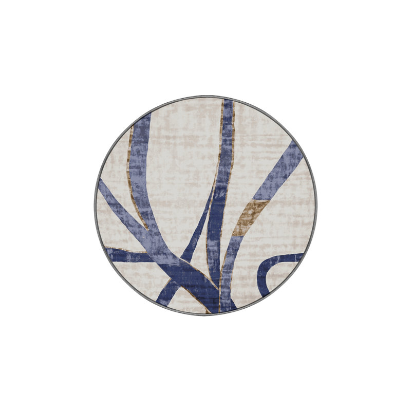 Tapis gris soyeux et moelleux, Rond 3 pi