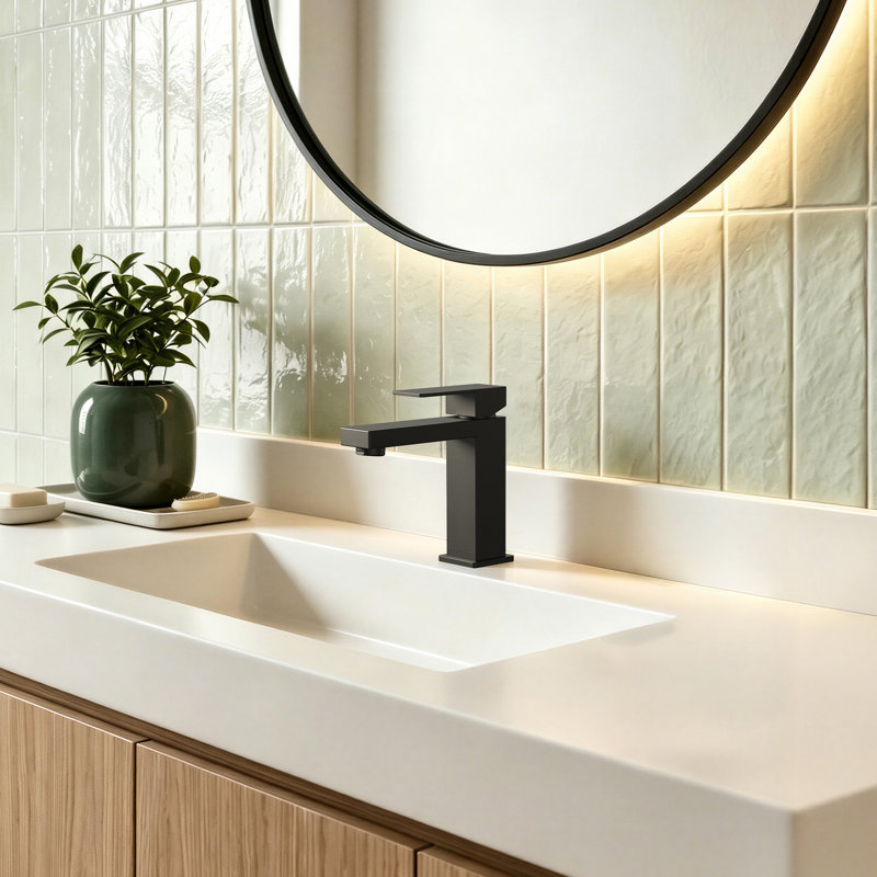 Bathroom Faucet with Drain Assembly, Black