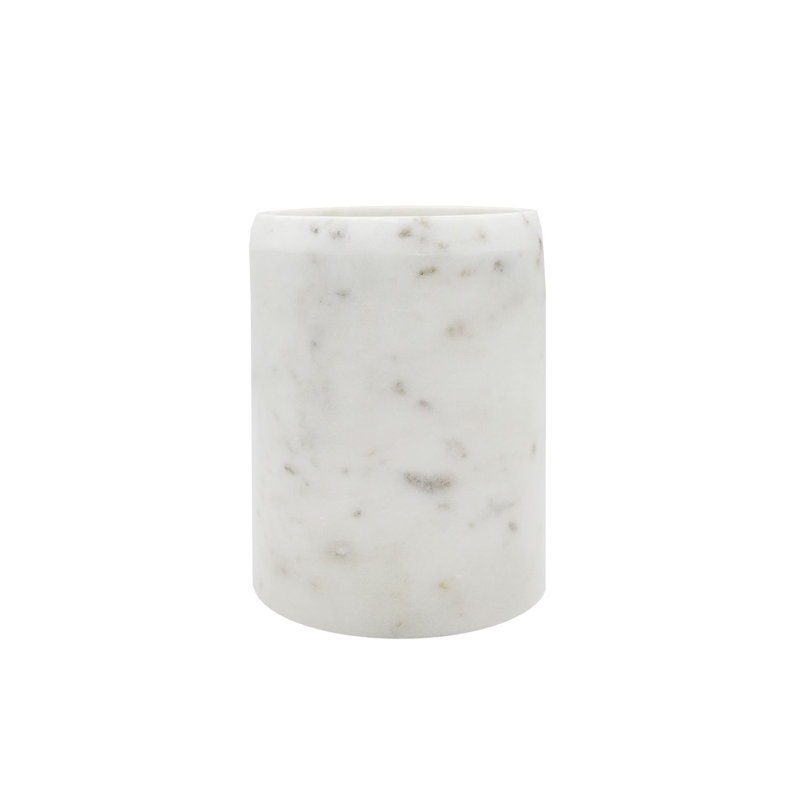 Foreside Home & Garden White Marble Utensil Crock