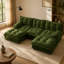 Canapé moderne en U 107 pouces avec 2 repose-pieds, assise profonde en chenille, coussins en treillis confortables pour les appartements et les chambres-1293447685