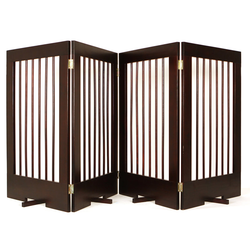 Dewitt 4-Panel Freestanding Pet Gate , Walnut