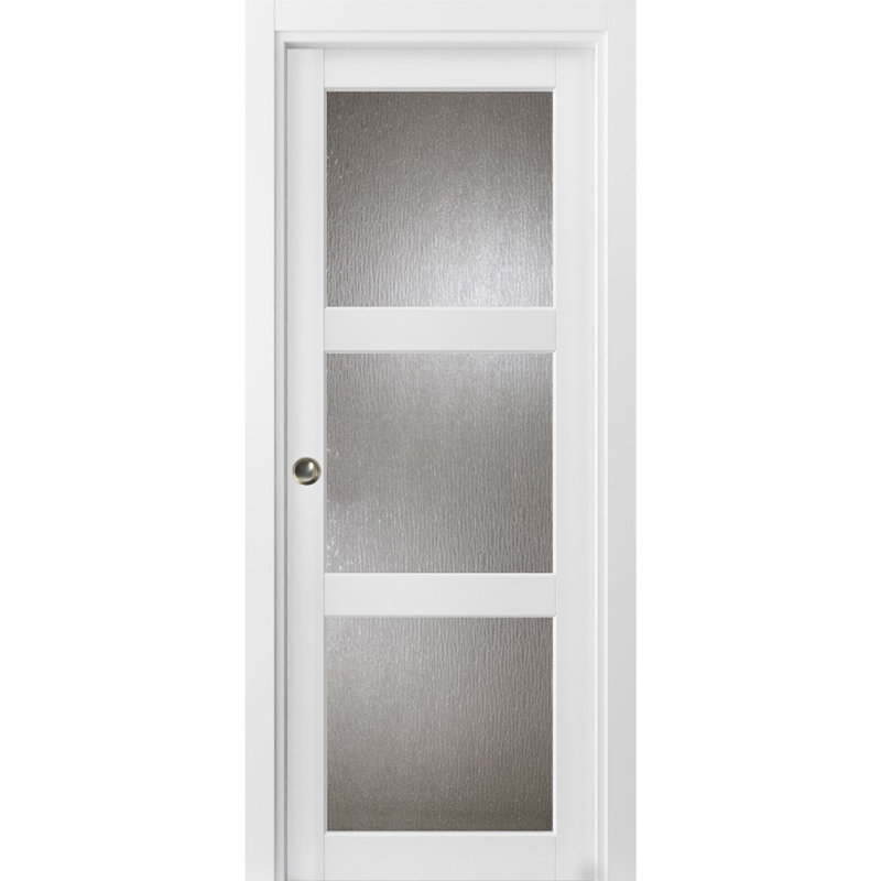 Porte blanche en verre givré Lucia, 28 po x 80 po