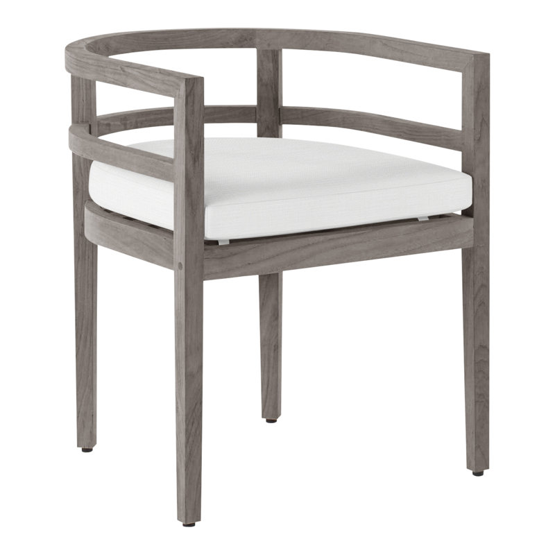 Chaise avec accoudoirs en teck Santa Barbara - Huître, Dentelle Rollo, Teck huître, Pas de soudure