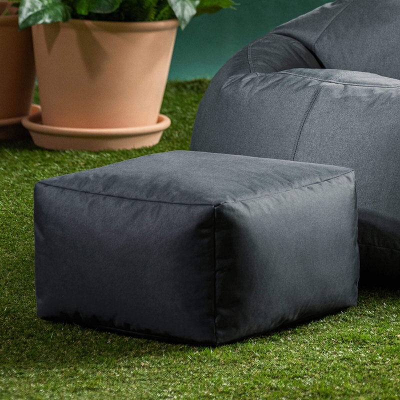  38Cm Round Pouffe Ottoman, Charcoal Grey