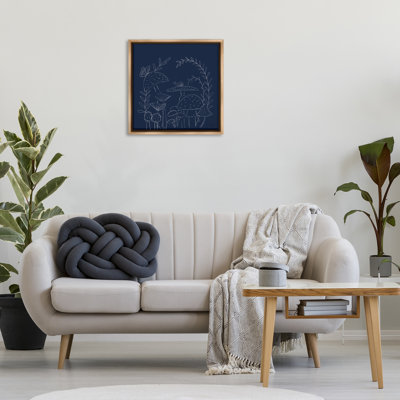 "Champignons sur toile bleue encadrée" par Lucille Price