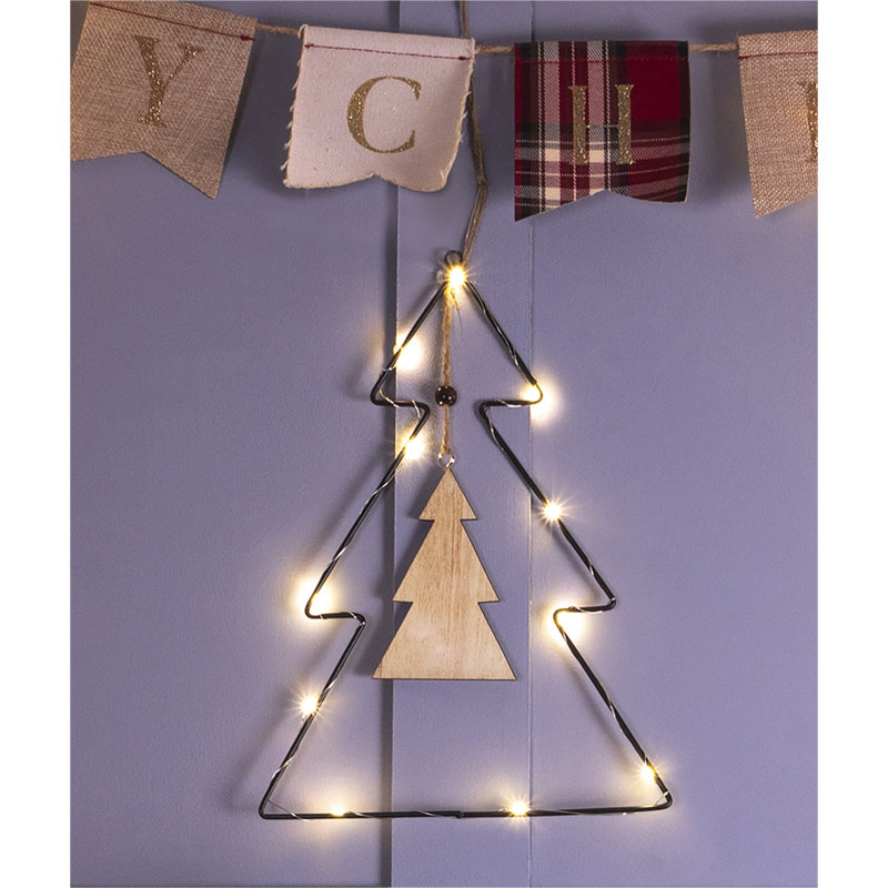 Sallisaw Metal Christmas Silhouette with LED String Lights
