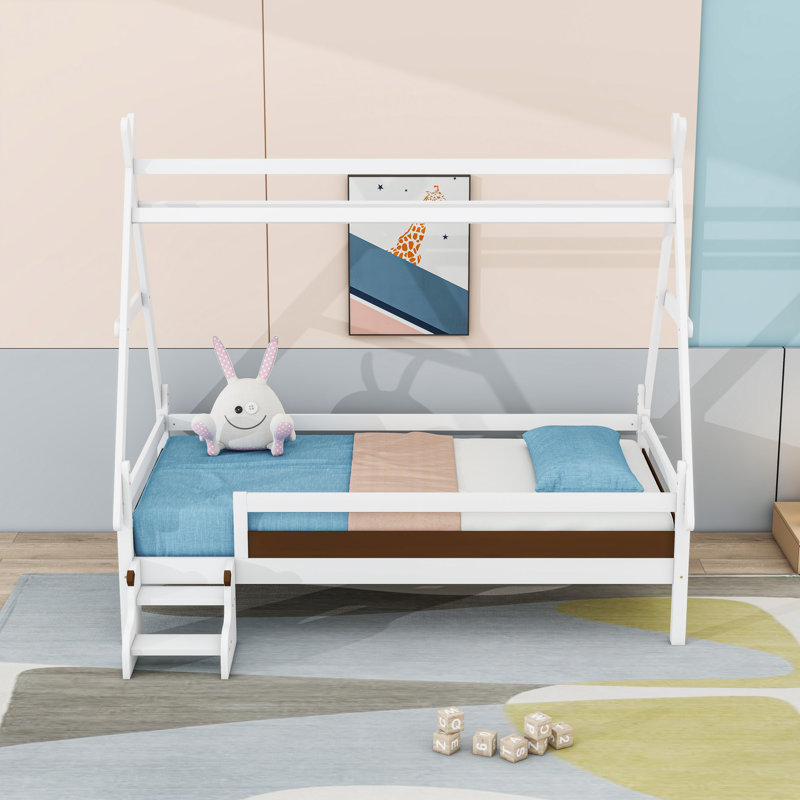 Lit plateforme Wood, Simple, Blanc