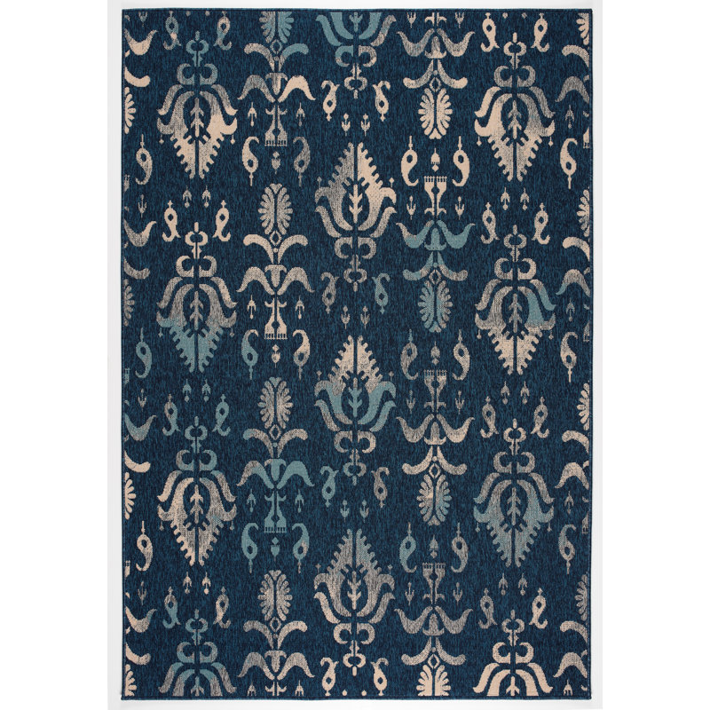 Tapis intérieur/extérieur bleu marine design Wendler, Rectangle 5 pi 3 po x 7 pi 7 po
