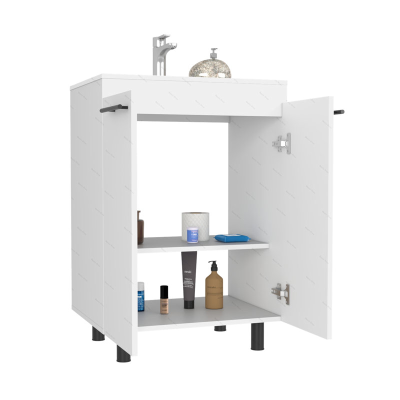 Armoire de plancher Oxnard, salle de bain, Blanc
