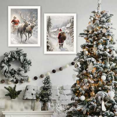 Decor 4u Christmas Eve Wall Art For Home Decor. Bedroom, Living Room. Multicolor Wood+paper Print Artwork By Jo