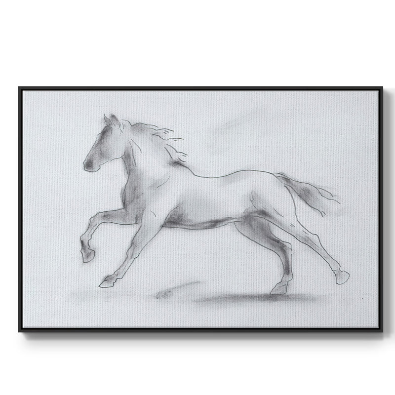 «Smoke Stallion II», peinture sur toile encadrée, H 17 po x l 25 po x P 2 po, Cadre noir