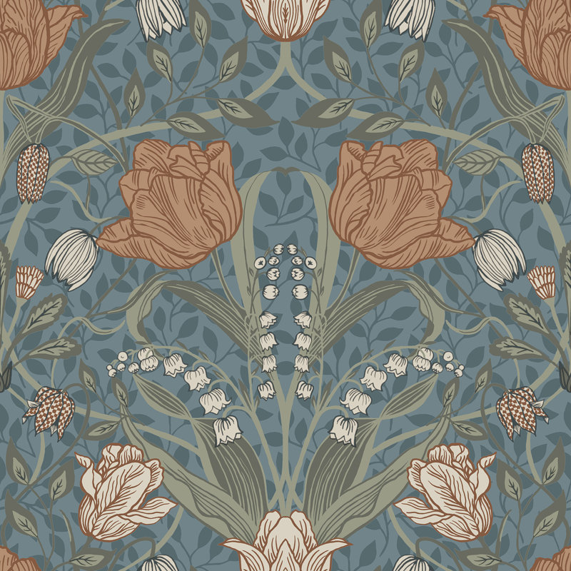 Rouleau de fleurs Orelia, Bleu, L 33 po x l 20,5 po