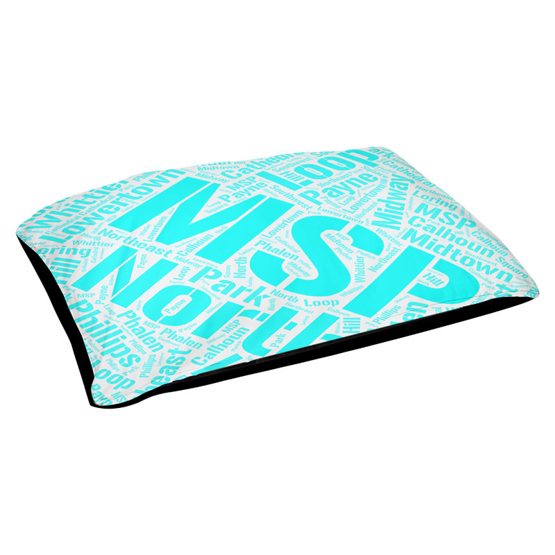 Coussin de chien « districts », Très grand (H 17 po x l 50 po x P 40 po), Cyan, Minneapolis – Saint Paul