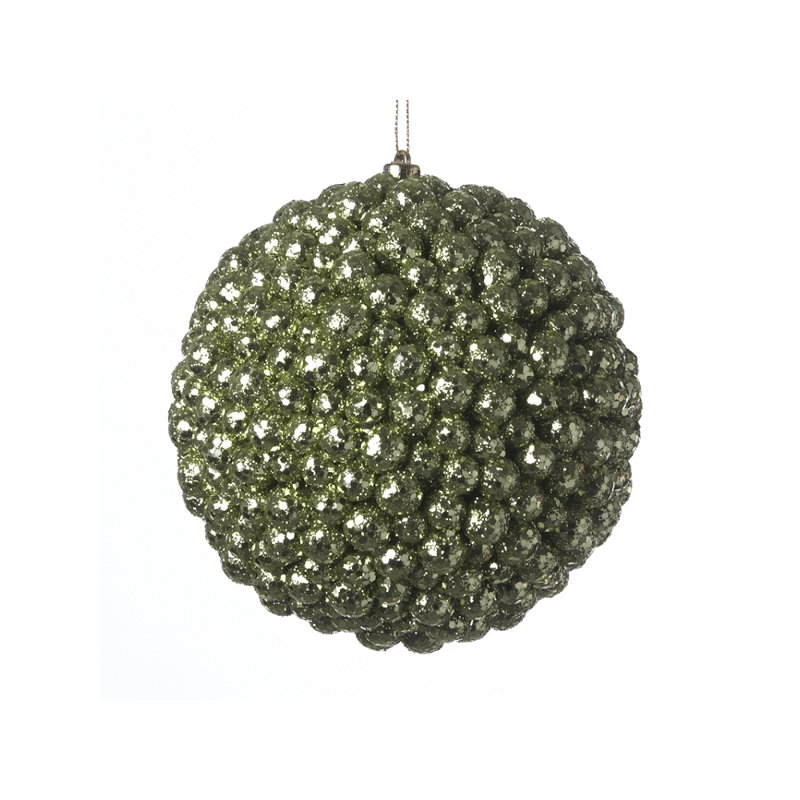 Ornement boule paillettes, H 6 po x l 6 po x P 6 po, Vert