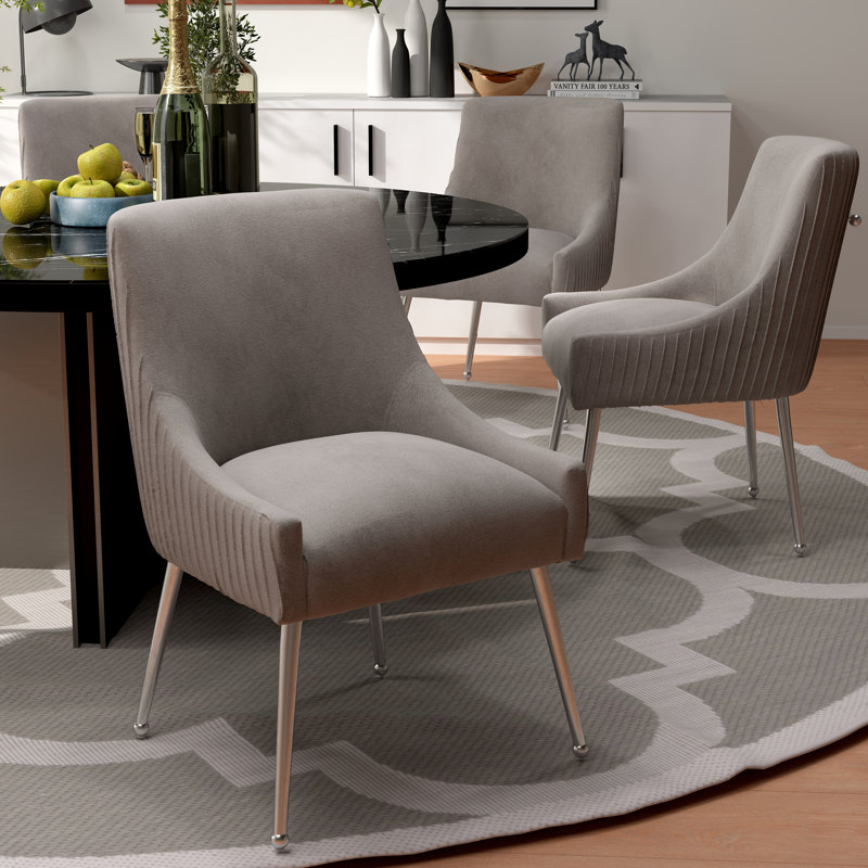 Magallanes Velvet Upholstered Side Chair, Grey