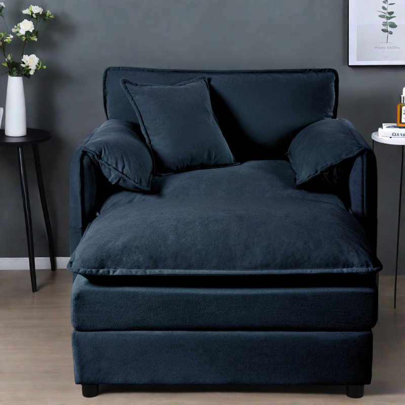 Spacious Chenille Recliner With Ottoman, Modern Style For Home