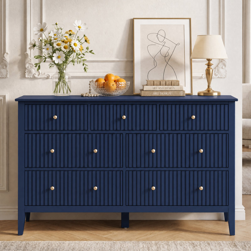 Commode 7 tiroirs Philomena, l 53,1 po, Blue