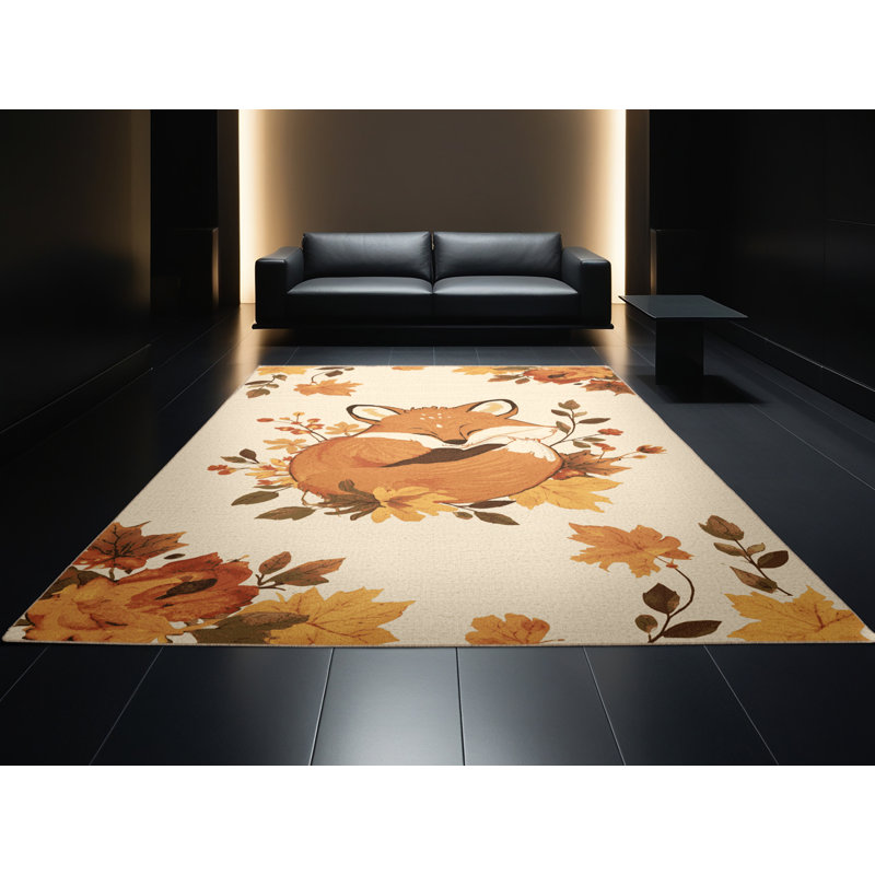 Machine Washable Ritner Halloween Modern & Contemporary Abstract Rug in Beige – Beige Binding, 3x5