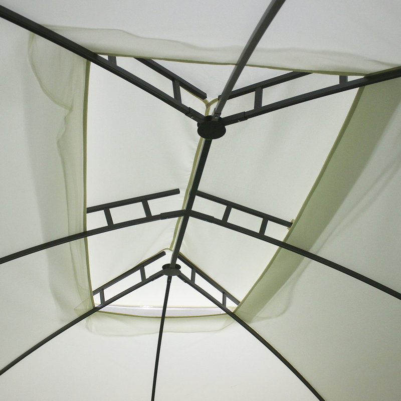Outdoor Gazebo With Double Vented Roof And Steel Frame, For Garden Use - Beige 10' X 13' Patio Canopy, Roof, Curtain Sidewalls Backyard Sun Shelter