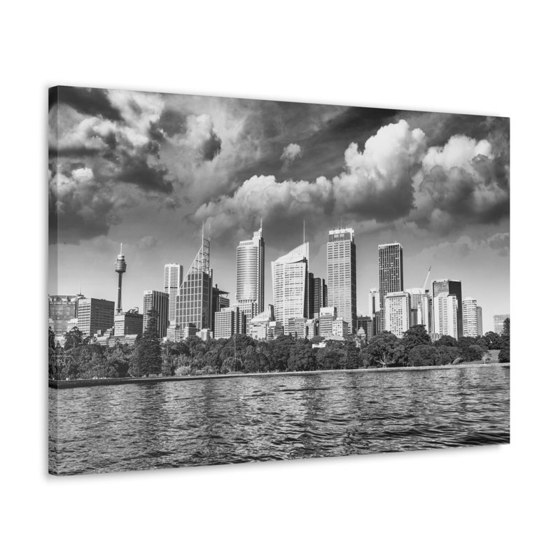Toile de Sydney en noir et blanc avec paysage urbain époustouflant, H 12 po x l 18 po