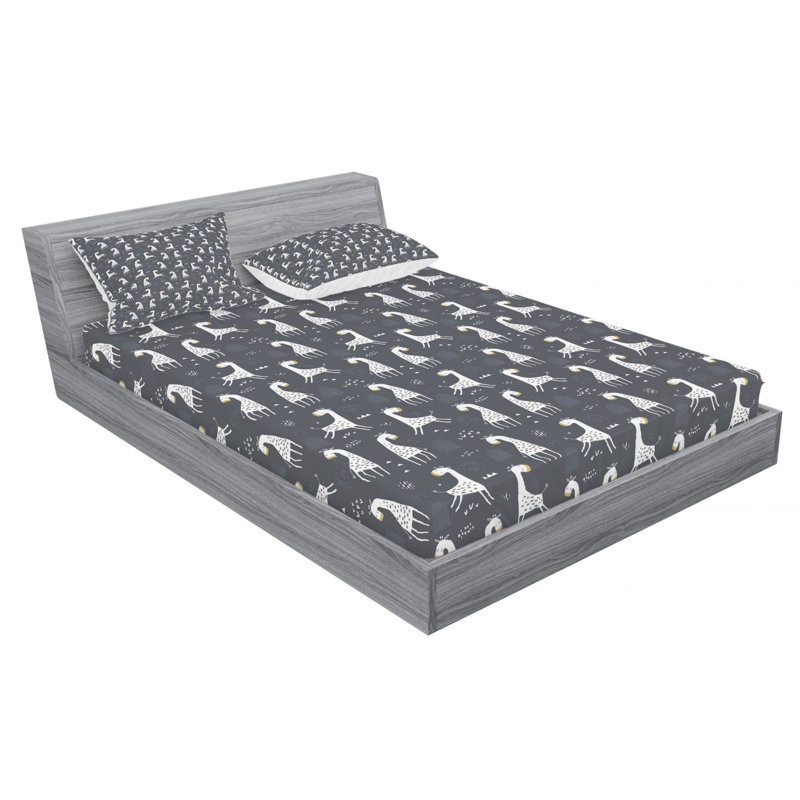 Scandinavian Microfiber Patterned Fitted Sheet, Full Fitted Sheet with 2 Pillowcases