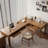 Light-walnut L-Shaped Solid Wood with 3 drawers desk-110481102-110481103