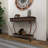 Metal Embossed 1 Shelf Floral Console Table with Ornate Scroll Legs
