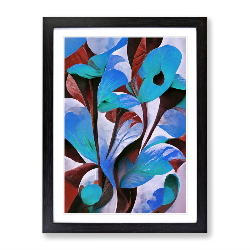 Modern Abstract Floral No.5 - Framed Print, 64cm H x 46cm W x 2cm D, Black
