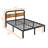 King-Black Metal Platform Bed Frame with 40-Inch Solid Wood Headboard, Underbed Storage, Noise-Free Support, No Box Spring Needed-794590192