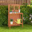 Banc de jardin pliant Kendricks avec tablettes de rangement à 2 niveaux et finition huilée en teck pour balcon de jardin