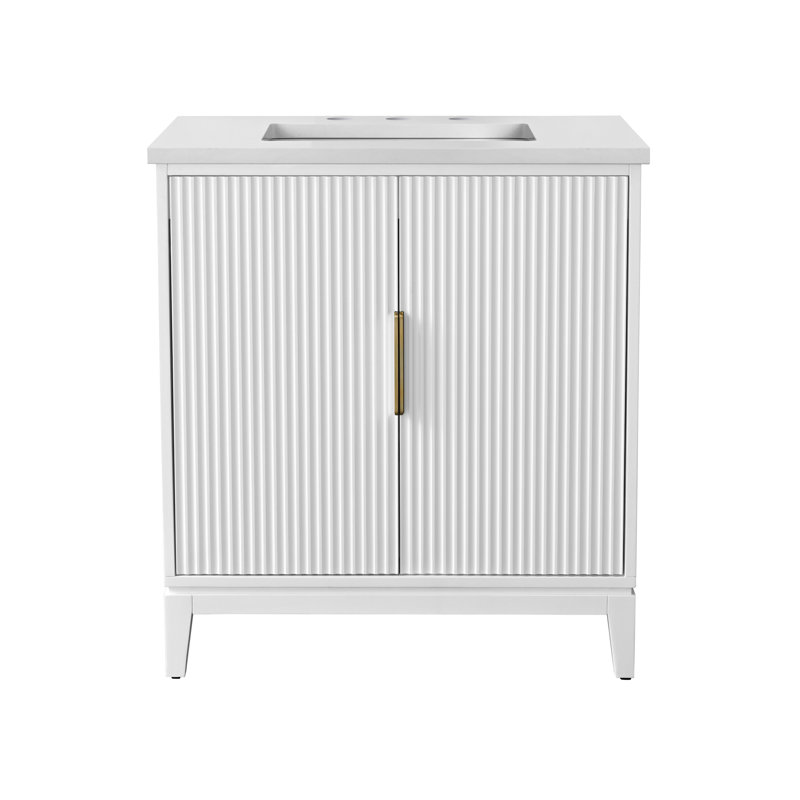 Lissandra 30" Single Bathroom Vanity In White With Engineered Stone Top