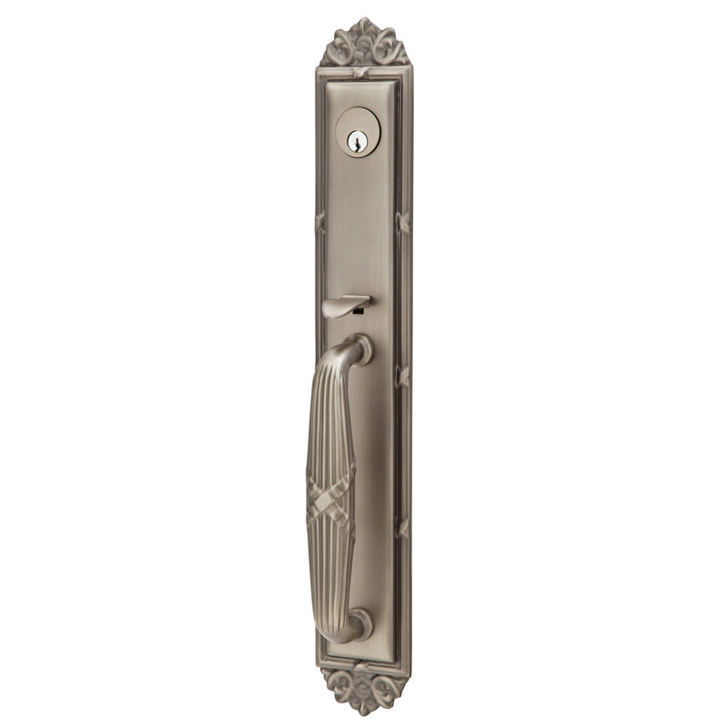 Emtek Imperial Full Length Dummy Tubular Entryset, Milano Lever, Pewter, Left Handed