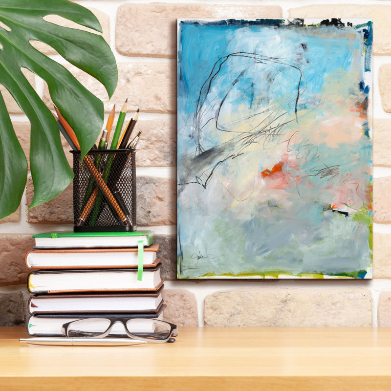 «Blue Fade No. 2» par Jan Weiss, art mural sur toile, H 16 po x l 12 po x P 0,75 po