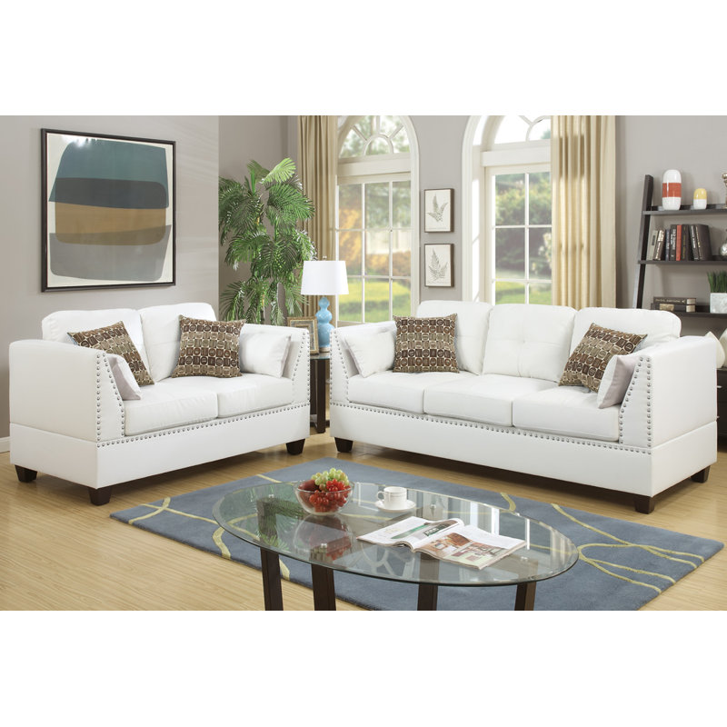 2 - Piece Faux Leather Living Room Set, White